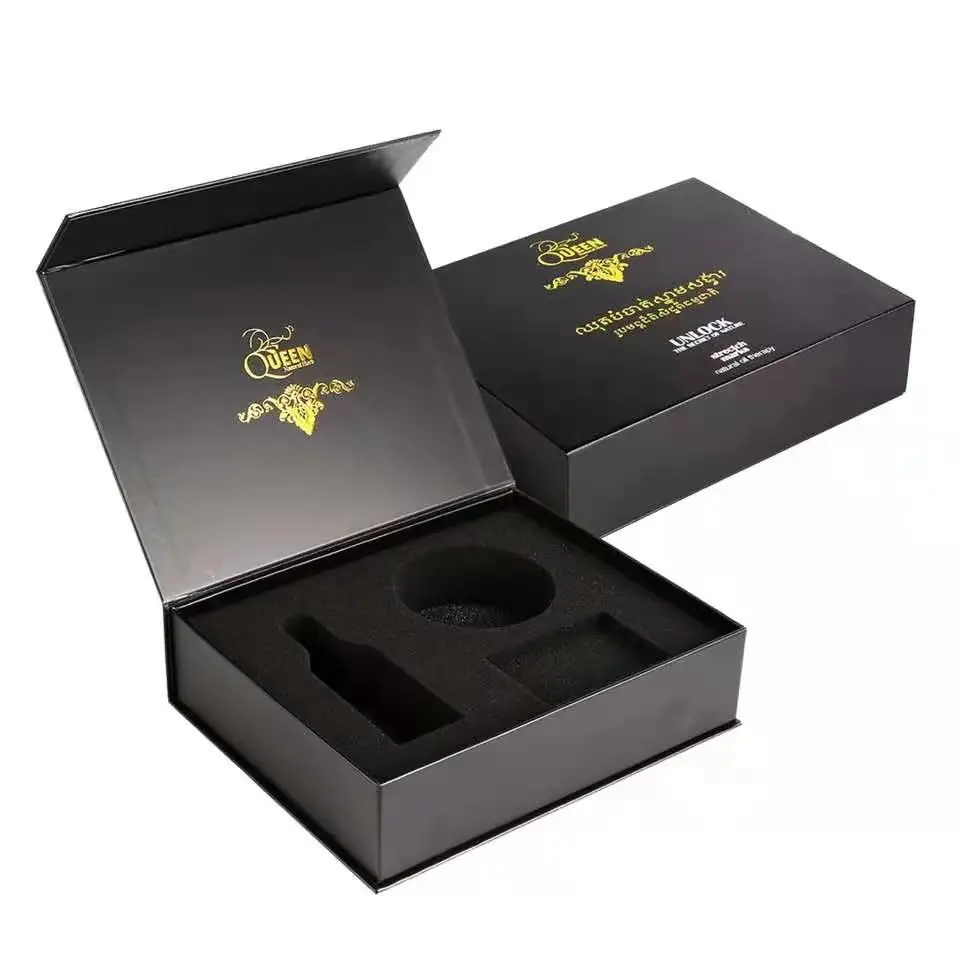  Caja de empaquetado de papel de envío negra de lujo de encargo al por mayor del regalo del color del transporte del cartón para la entrega