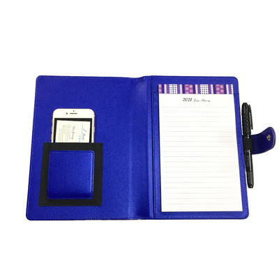 Azul de cuero del diario del espiral del Hardcover del cuaderno 40pp de la PU del negocio con la libreta