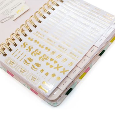 cuaderno personalizado del Hardcover de la impresión en color de Planner Book OPP del organizador de 2m m con la etiqueta engomada